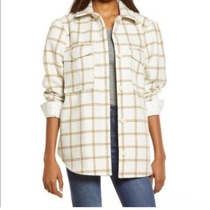 Treasure & Bond Cream and Tan Checkered Utility Jacket